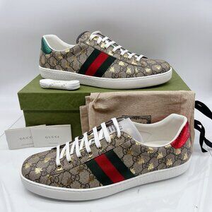 Gucci Ace GG Supreme Logo Bees Sneaker Shoes Mens UK 13 US 13.5 -New Authentic
